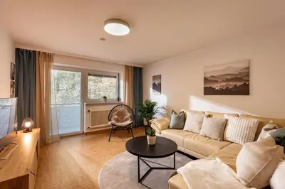 Ein Sitzbereich in der Unterkunft Ferienwohnung Pulverer