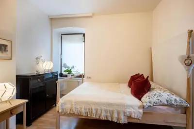 Ein Bett oder Betten in einem Zimmer der Unterkunft Villa Gartenblick