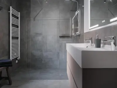 Ein Badezimmer in der Unterkunft Mountain King Chalet