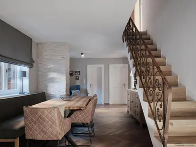 Ein Sitzbereich in der Unterkunft Mountain King Chalet