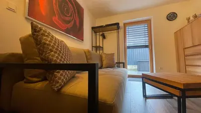 Ein Sitzbereich in der Unterkunft Appartement Mountain Lake