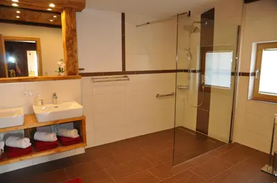 Ein Badezimmer in der Unterkunft Berghütte Ahornblick