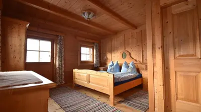 Ein Bett oder Betten in einem Zimmer der Unterkunft Tiroler Bauernhaus mit Panoramablick