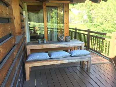 Ein Balkon oder eine Terrasse in der Unterkunft Chalet in Königsleiten near Ski Lift