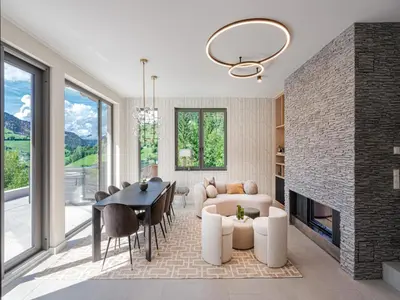 Ein Sitzbereich in der Unterkunft Chalet in Niederau