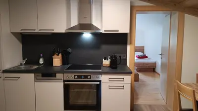 Küche/Küchenzeile in der Unterkunft Haus Huber Zimmer und Apartments