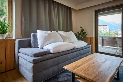 Ein Sitzbereich in der Unterkunft Apartment Westside Top 9