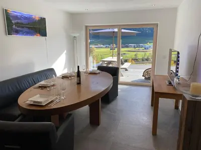 Ein Sitzbereich in der Unterkunft Haus Schönblick