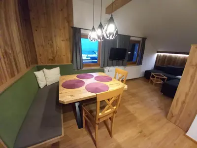 Ein Sitzbereich in der Unterkunft Biobauernhof Schuster