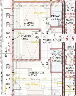 Grundriss der Unterkunft Appartements Ehrensberger