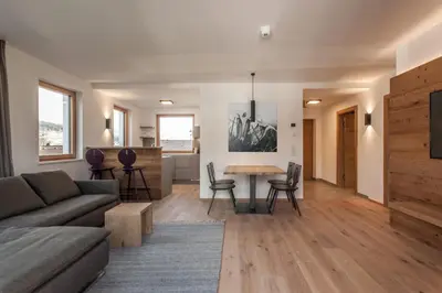Ein Sitzbereich in der Unterkunft Hubertus Apartments