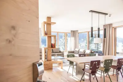 Ein Sitzbereich in der Unterkunft Hubertus Apartments