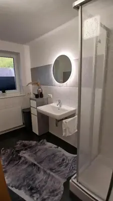 Ein Badezimmer in der Unterkunft Ferienwohnung Bergblick