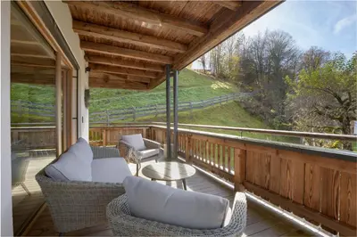 Ein Balkon oder eine Terrasse in der Unterkunft Chalet Florian