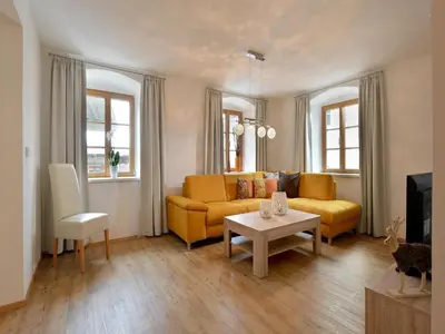 Ein Sitzbereich in der Unterkunft Jägerhaus Apartment near ski area