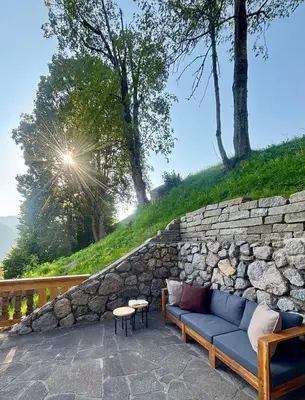 Ein Sitzbereich in der Unterkunft Residenz am Oberaigenweg