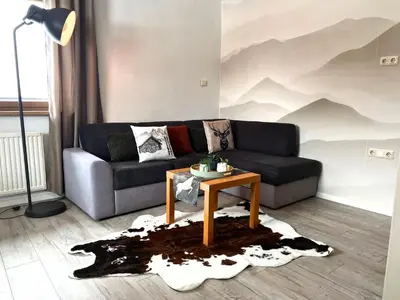 Ein Sitzbereich in der Unterkunft Mountain View Apartment