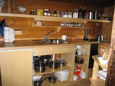 Küche/Küchenzeile in der Unterkunft Mahderhütte