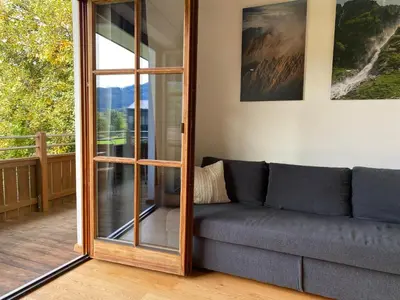 Ein Sitzbereich in der Unterkunft Alpenwald