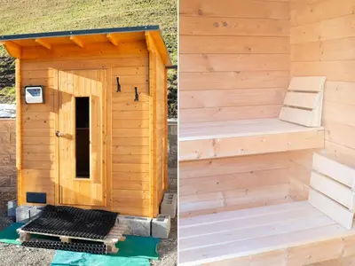 Grundriss der Unterkunft Cabin with sauna near Spieljoch Ski