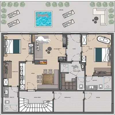Grundriss der Unterkunft Deluxe Suite Goldreh