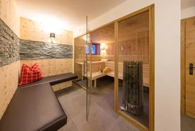 Ein Sitzbereich in der Unterkunft Bachgut Jagdhaus Chalet