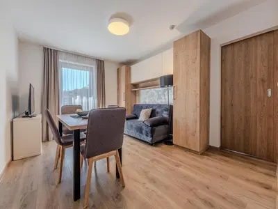 Ein Sitzbereich in der Unterkunft Modern apartment in Jochberg on ski-slope
