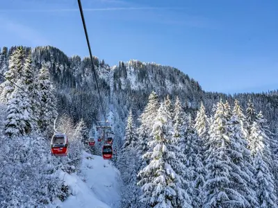 Apartment with ski lift right outside the door im Winter