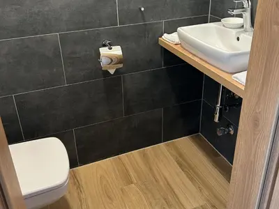 Ein Badezimmer in der Unterkunft Apartment at the ski lift in Jochberg