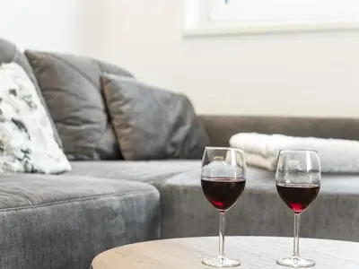 Ein Sitzbereich in der Unterkunft Alpine apartment with view & garden