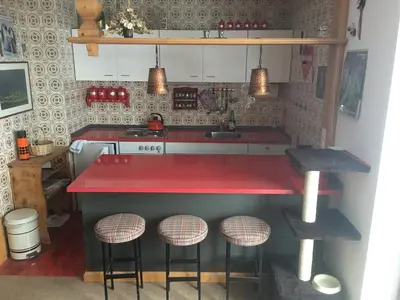 Küche/Küchenzeile in der Unterkunft Wohnung Melchior bei Sterngucker