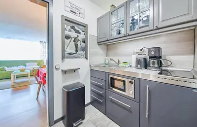 Küche/Küchenzeile in der Unterkunft Appartement Edelweiss Haus Bellevue Haus D