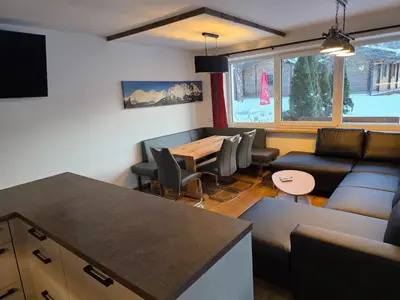 Ein Sitzbereich in der Unterkunft Peaceful apartment in the Brixental