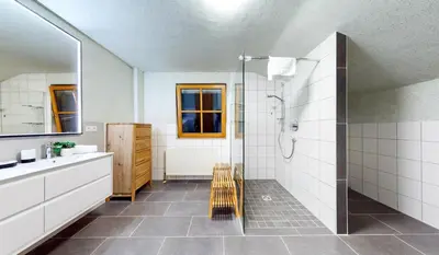 Ein Badezimmer in der Unterkunft Chalet Wasserfall 52 mit Sauna