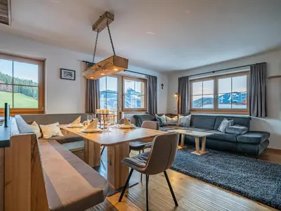 Ein Sitzbereich in der Unterkunft Apartment Vorderebenthann