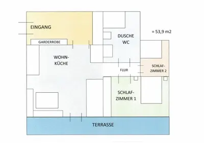 Grundriss der Unterkunft Ferienwohnung am Penningberg