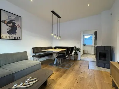 Ein Sitzbereich in der Unterkunft Lucy s Studio Apartment Kössen