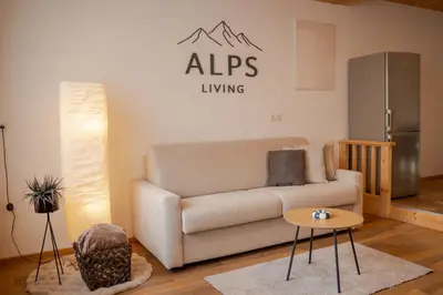 Ein Sitzbereich in der Unterkunft Alps Living Söll