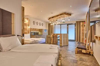 Ein Bett oder Betten in einem Zimmer der Unterkunft Appartement Bretterbude