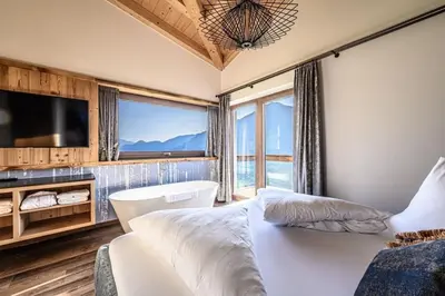 Ein Bett oder Betten in einem Zimmer der Unterkunft Alpinloft Goldsun