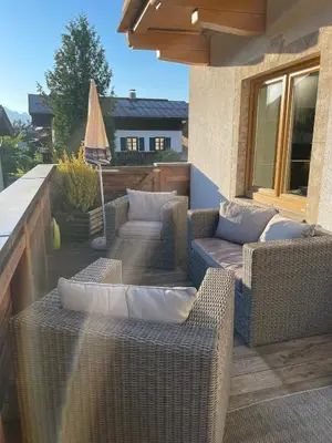 Ein Sitzbereich in der Unterkunft Haus Bergland
