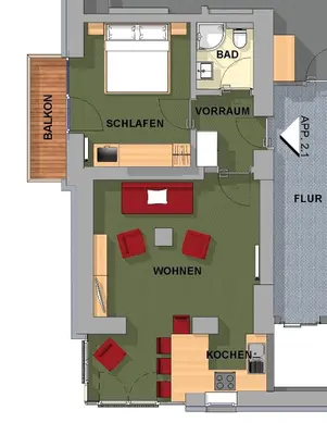 Grundriss der Unterkunft Appartements Schwaighofer