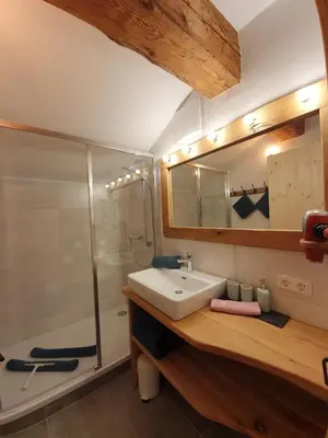 Ein Badezimmer in der Unterkunft Oberseebachhof