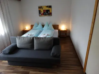 Ein Sitzbereich in der Unterkunft Gästehaus Posch