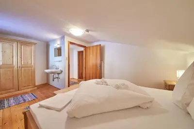 Ein Bett oder Betten in einem Zimmer der Unterkunft Ferienhaus Oberlengau