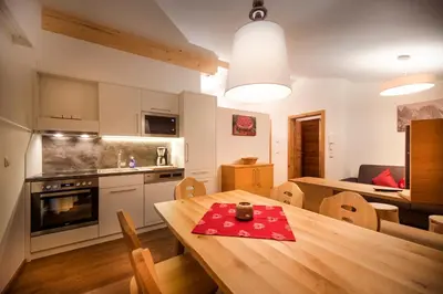 Küche/Küchenzeile in der Unterkunft Appartements Die Rifflerin