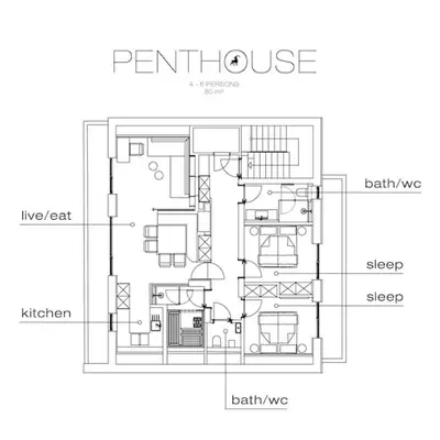Grundriss der Unterkunft Loft in the Alps Penthouse