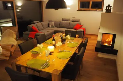 Ein Sitzbereich in der Unterkunft Apartment Smaragdblick Wildkogel