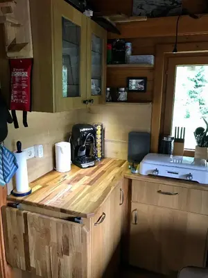 Küche/Küchenzeile in der Unterkunft Wasserfallhütte Saalbach