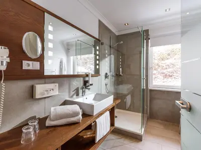 Ein Badezimmer in der Unterkunft Hotel Gasthof Blaue Quelle